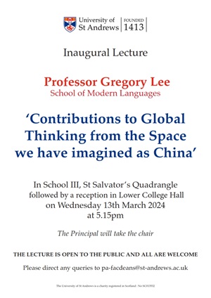 Lecture poster Prof Gregory Lee